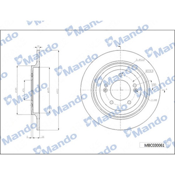 MANDO MBC030061 FREN DISKI TUCSON 15>18 4X4 SPORTAGE 16>18 ARKA DUZ 302-5 