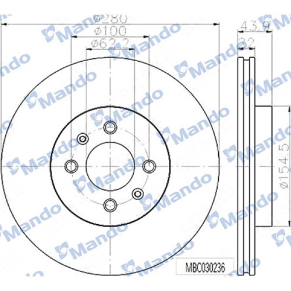 MANDO MBC030236 FREN DISKI I20 14>21 RIO 11 1.1-1.4 CRDI ON HAVALI 280-4 