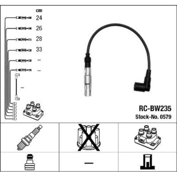 NGK 0579 ATESLEME KABLOSU SETI M43 BMW 3-E36 E46 E34 Z2 