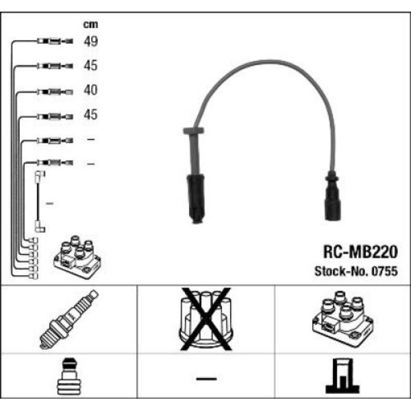 NGK 0755 ATESLEME KABLOSU SETI (M111. 4 SIL.) W202 94>00 S202 96>01 C208 97>00 A208 98>02 W210 96>01 