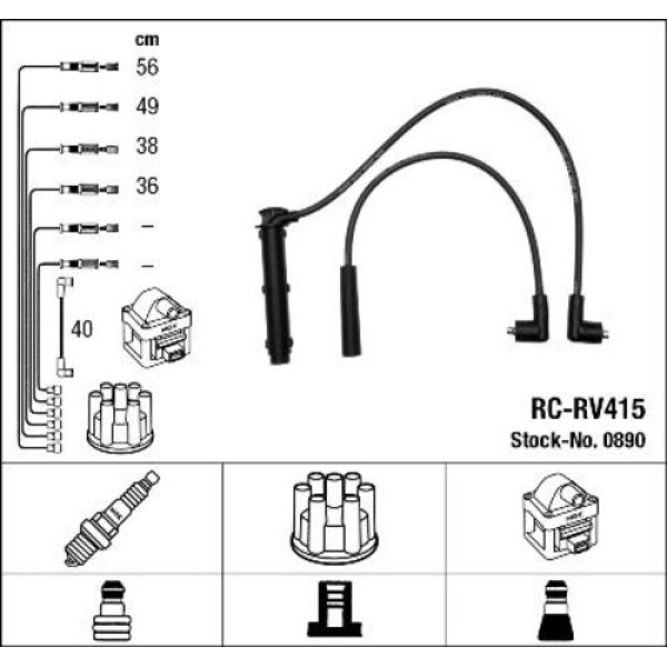 NGK 0890 BUJI KABLOSU RC RV415 ROVER 200 400 LOTUS ELISE 