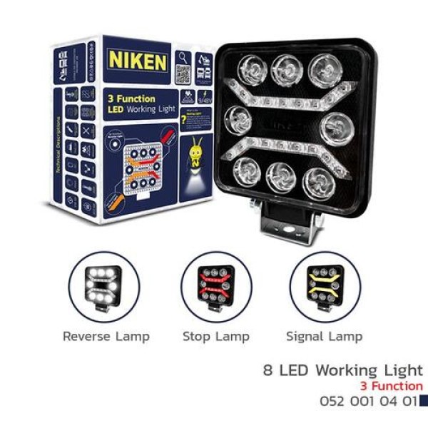 NIKEN 0520010401 CALISMA LAMBASI PRO 8 LED 3 FONKSIYON KARE 