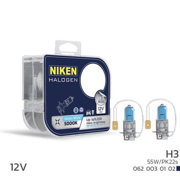 NIKEN 0620030102 NIKEN 12V H3 55W BEYAZ ISIK AMPUL PK22S 5000K 