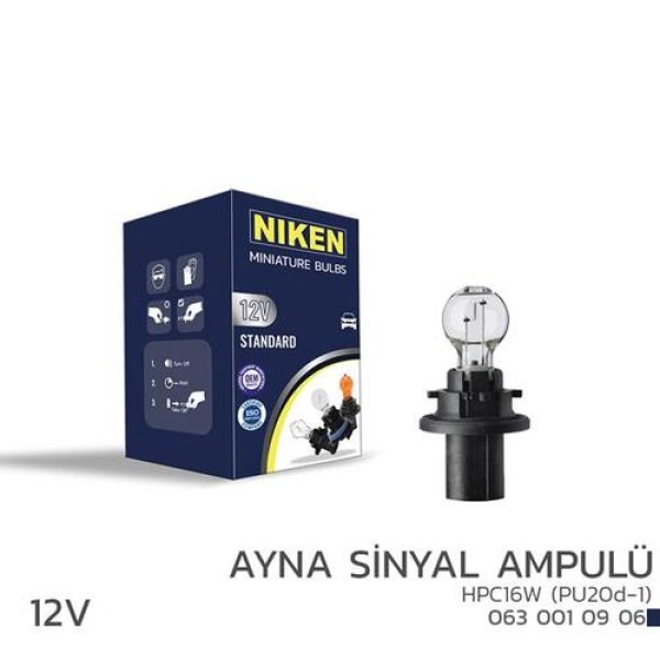 NIKEN 0630010906 NIKEN 12V HPC16W AYNA SINYAL AMPULU PU20D-1 10LU 