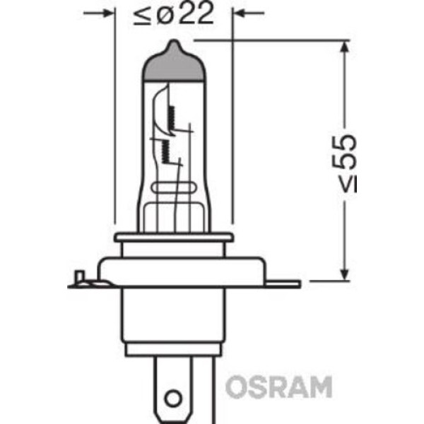 OSRAM 64193NBS2HB AMPUL 12V H4 55/60W 43T TIRNAKLI NIGHT BREAKER SILVER NBS SERISI 100 GUCLU ISIK IKILI KUTU 