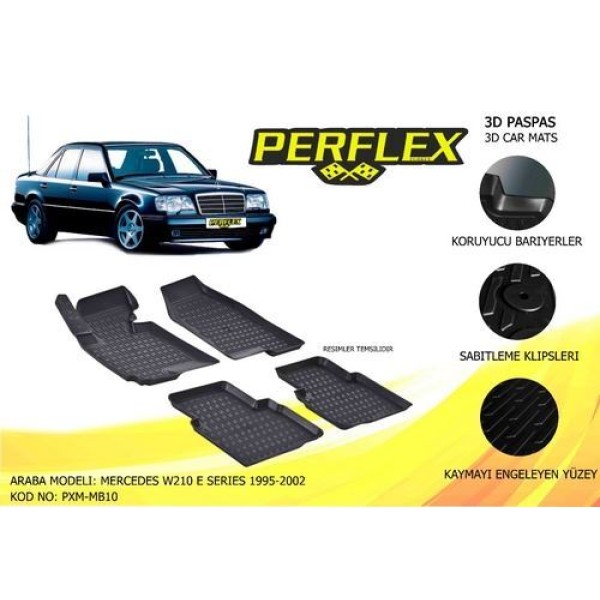 PERFLEX MB10 HAVUZLU PASPAS 3D X-MAT SIYAH E-CLASS W210 95>01 