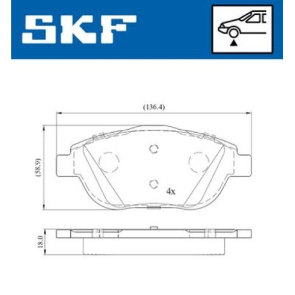 SKF VKBP80098 ON FREN BALATASI CORSA F 19 CROSSLAND 17 MOKKA 20 C3 II-III-AIRCROSS 09 C4 14 208 19 2008 19 DS3 15 15 INC 283MM 