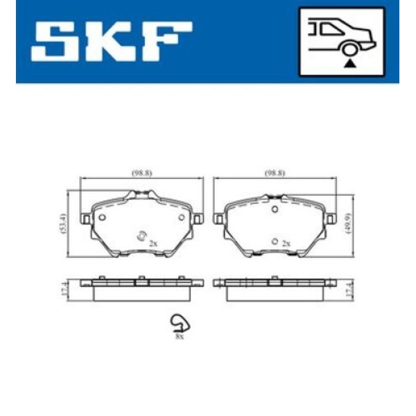 SKF VKBP90101 ARKA FREN BALATASI ASTRA L 21 COMBO E 18 GRANDLAND 17 MOKKA E 20 C4 18 C4 E 22 BERLINGO 18 PARTNER 18 RIFTER 18 508 18 308 II-III 13 3008 16 408 22 DS4 II 21 268MM 