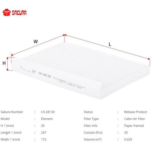 SAKURA CA28130 POLEN FILTRESI KLIMA FILTRESI KULAKLI KORE I30-CEED BENZIN-DIZEL 2007-2011 