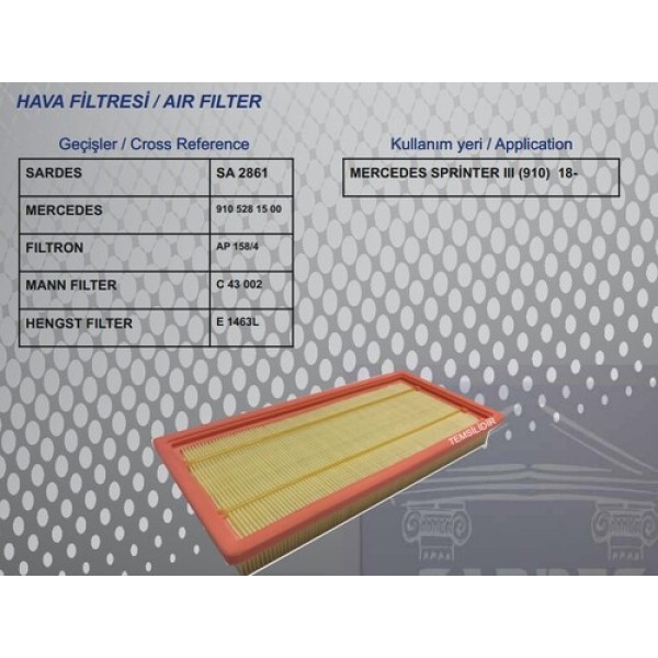 SARDES SA2861 HAVA FILTRESI (OM651) SPRINTER 907 910 18> 