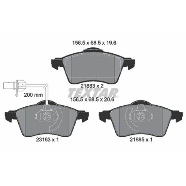 TEXTAR 2188501 FREN BALATASI ON GDB1391-FVR1518 VW T4 ACV-AJT 2.5 TDI 91-02 