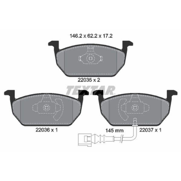 TEXTAR 2203501 FREN BALATASI ON FDB4454-GDB2080 VW GOLF7-A3-LEON-OCTAVIA BM 13 > 