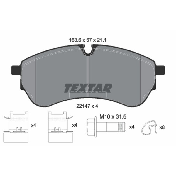 TEXTAR 2214701 FREN BALATASI ON FVR5067(ARKA) VW CRAFTER BM 16 > (CIFT TEKER ARKA) (TEK TEKER ON) 