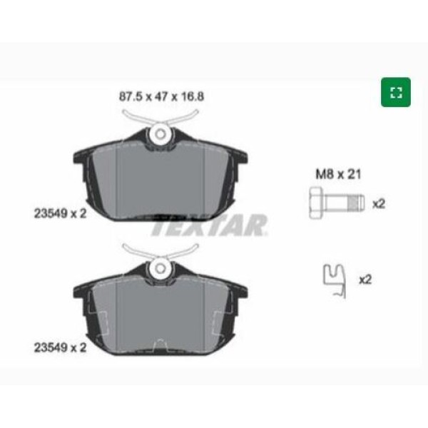 TEXTAR 2354901 FREN BALATASI ARKA SMART FOR FOUR 