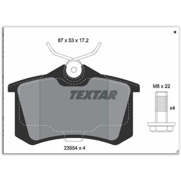 TEXTAR 2355402 FREN BALATASI ARKA GDB1055-GDB1330-FDB1083 VW GOLF3-GOLF4-GOLF5-JETTA-PASSAT-A3-TOLEDO-OCTAVIA BM 97 > 