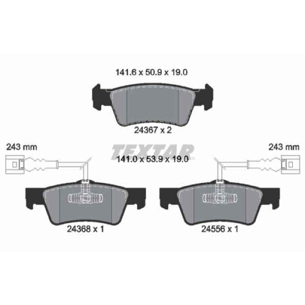 TEXTAR 2436701 FREN BALATASI ARKA GDB1672-FDB1460 VW TOUAREG-CAYENNE BM 04 > 