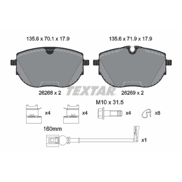 TEXTAR 2626801 FREN BALATASI ON 179950 VW T6 BM 15 > 