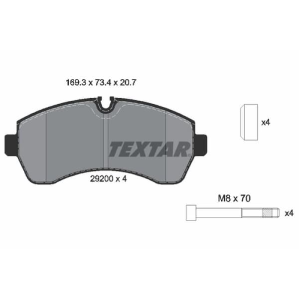 TEXTAR 2920002 FREN BALATASI ON BALON TEKER A9064210800 A9104207700 MERCEDES W906-907-910-CRAFTER-SPRINTER BM 06 > 