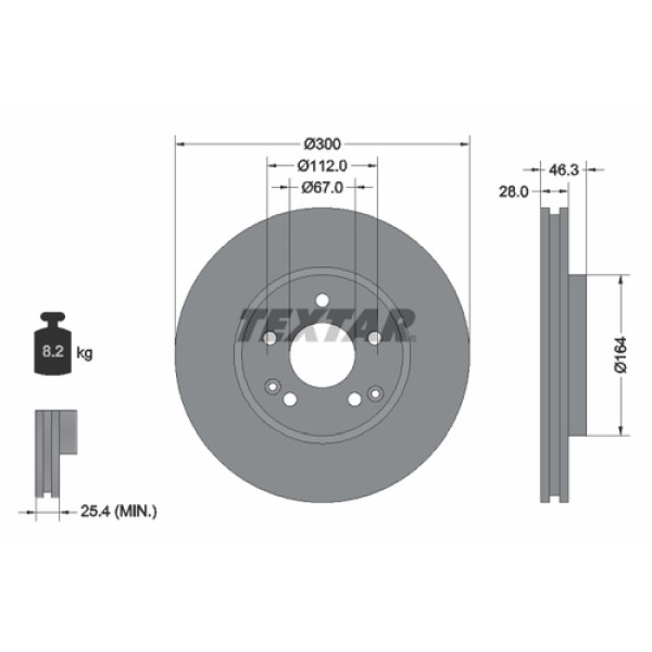TEXTAR 92106005 FREN DISKI ON KOMPRESSOR MERCEDES W203-209-171 BM 97-9 