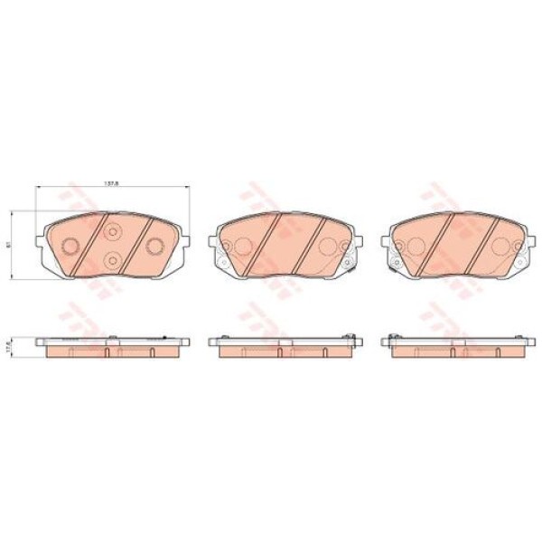 TRW GDB3530 ON FREN BALATASI HYUNDAI TUCSON 2015> IX35 10> SONATA 2014> I40 11> KONA 1.6 T-GDI 2016> KIA SOUL 2015> SPORTAGE 10>15> CARENS 06-12 CEED 1.4 T-GDI 1.6 T-GDI 15> 