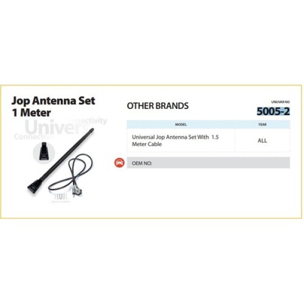 UNUVAR 50052 ANTEN KOMPLE 1 METRE JOP UNIVERSAL JOB ANTEN 1.5 METRE UNIVERSAL 