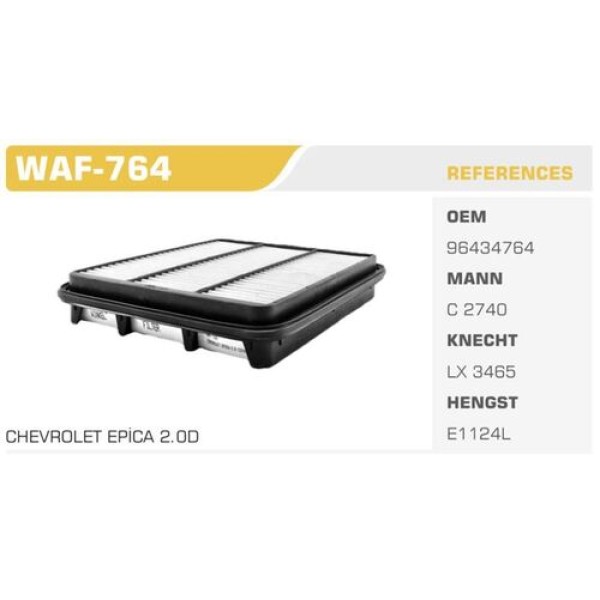 WINKEL 764 HAVA FILTRESI EPICA 07> 2.0D KOLI: 20 AD. 