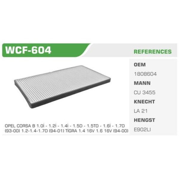 WINKEL 604 POLEN FILTRESI COMBO 94>01 KARE TIP KOLI: 31 AD. 