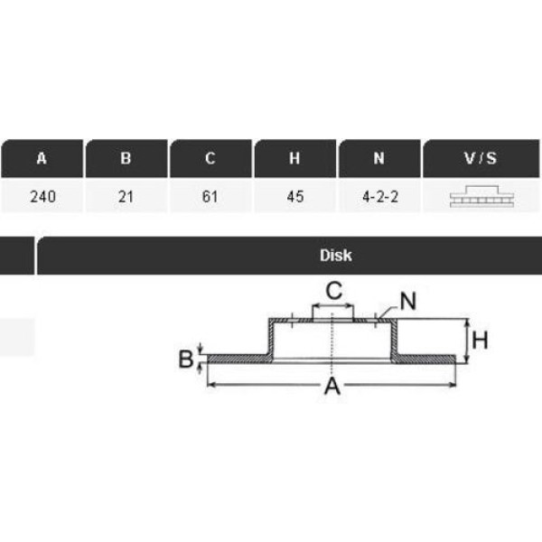 YAVUZSAN 15094 ON FREN DISKI CIVIC IV-V 91-01 1.4-1.5-1.6-16V 239.8X21X44.9X4 DL HAVALI ADET 