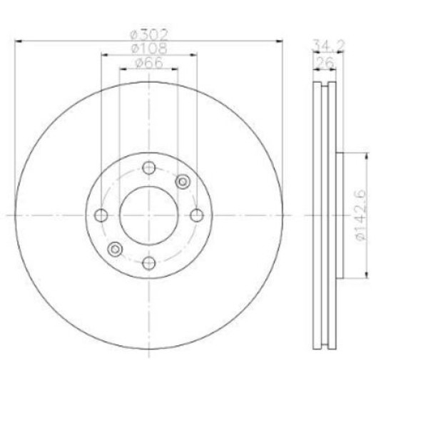YAVUZSAN 28574 ON FREN DISKI P208 1.2-1.4-1.4HDI-1.6-1.6HDI-P308-3008-P5008 07- 1.6-16V-2.0HDI 302X26X4 HAVALI A 