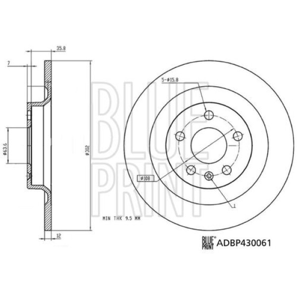 Blue Print ADBP430061 Arka Fren Diski Volvo S90 II 16-V60 II 18-V90 II 16-XC60 II 17-16 İnç 31423721SK1 