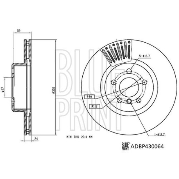 Blue Print ADBP430064 Fren Diski Ön BMW G30 G31 F90 16 X3 G01 17 X4 G02 18 G29 34116860907 