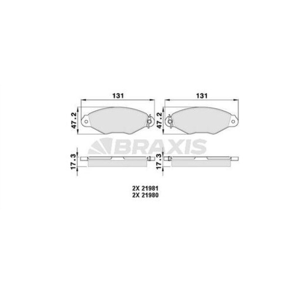 Braxis AA0014 Ön Fren Balatası Kangoo 1.9D Kangoo 1.5DCI Xsara 1.4 1.5 P205 7701208142