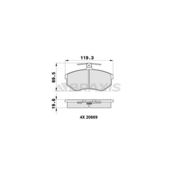 Braxis AA0128 Ön Fren Balatası (Fişli) Golf III 2.0 GTI 91-95 A80 2.0I 91-91 443698151K 