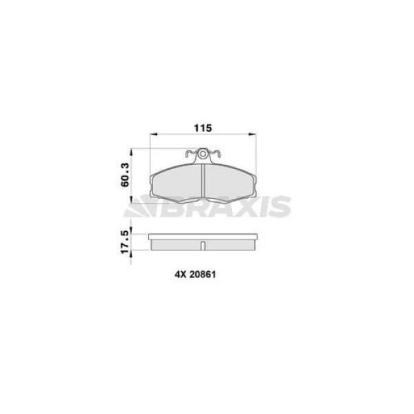 Braxis AA0129 Ön Fren Balatası Favorit 1.3 (82-97) Felicia 1 2 (1.3 1.6 1.9) 94-02 Caddy II 1.6 1.9 96-01 6U0698151E