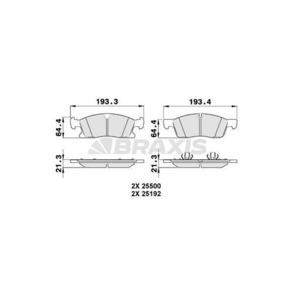 Braxis AA0308 Fren Balatası Ön X166 12-15 W166 15-18 C292 15-18 A0004209600 