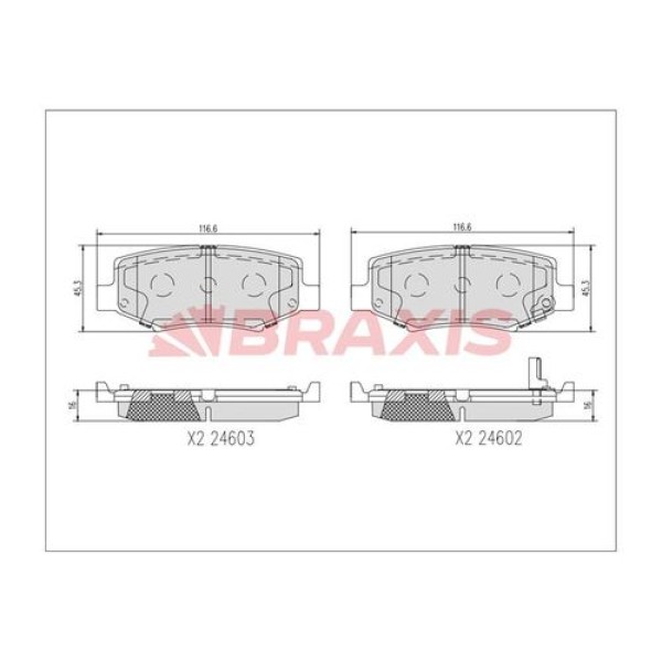 Braxis AA0382 Arka Fren Balatası Jeep Grand Cherokee 2.8 Wrangler III 68003776AA