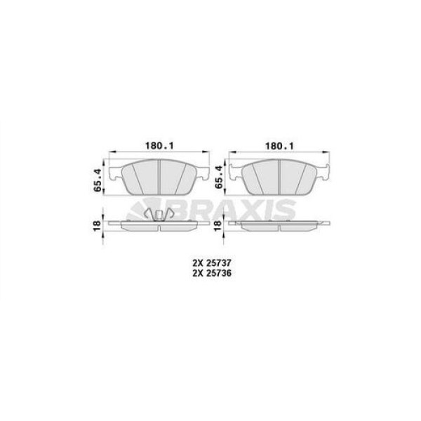 Braxis AA0444 Ön Fren Balatası Courier 13-Focus III C-Max 11-2.0 St 2.0TDCI Kuga II 1.6 Eco 2.0TDCI 12 CV612001CB 
