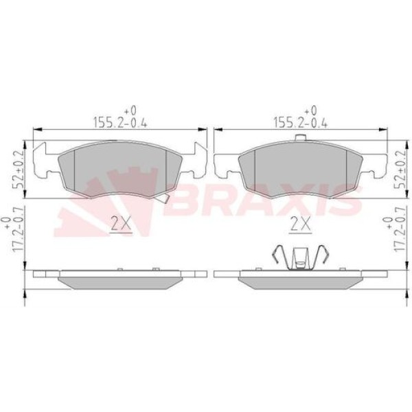 Braxis AA0612 Ön Fren Balatası 14 Jant Corsa E 14-Adam 13- 95517028