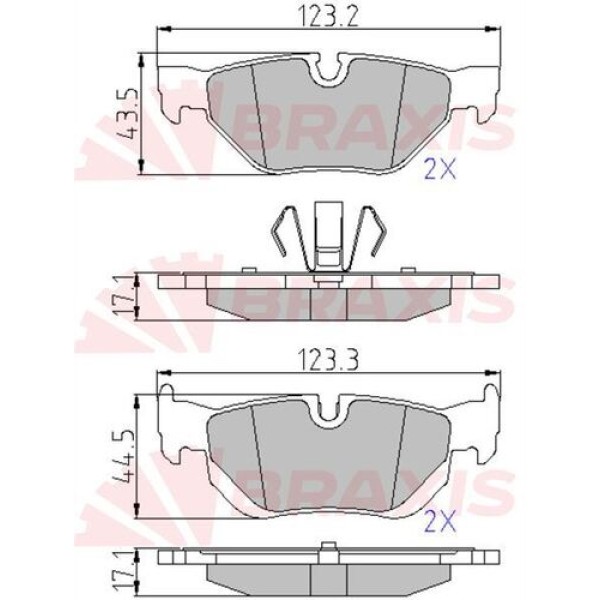 Braxis AA0615 Fren Balatası Arka (Kulaklı) BMW E87 E90 X1 E83 34216774692