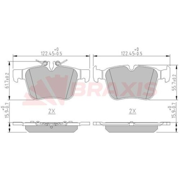 Braxis AA0618 Fren Balatası Arka C-Serisi W205 14-S205 14-C205 15-A205 16- A0004208200 