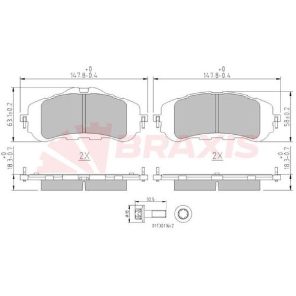 Braxis AA0623 Fren Balatası Ön 308 13-Disk Capı 283x25 1610428780 
