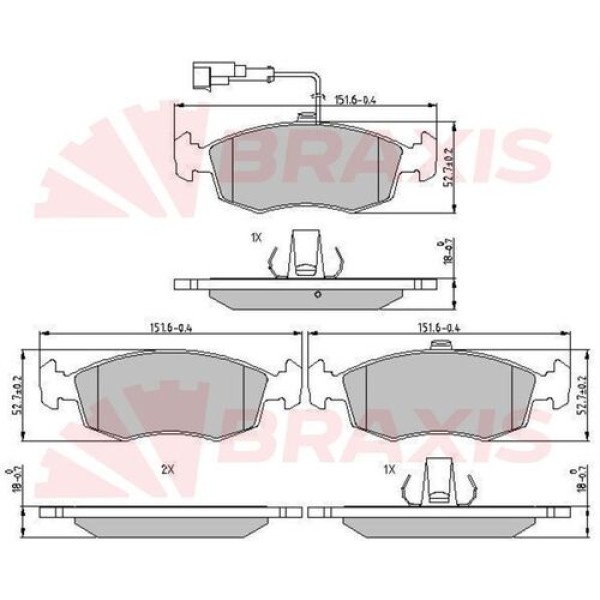 Braxis AA0625 Ön Fren Balatası Doblo 00-Palio Weekend 1.2.1.6 16V.1.9D 02 01- 9947954 