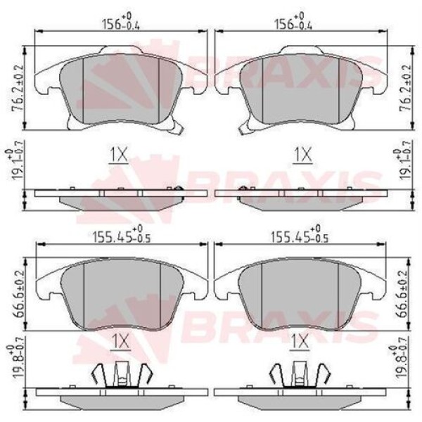 Braxis AA0646 Ön Fren Balatası Galaxy S Ma15 Mondeo IV 14-16 Jant 1.5 2.0 Eco Boost 2.0TDCI DG9C2K021EE