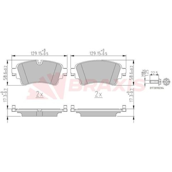 Braxis AA0664 Arka Fren Balatası Audi A4 1.4 TFSI 15- 8W0698451H 