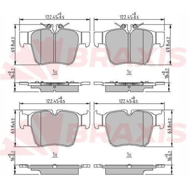 Braxis AA0707 Fren Balatası Arka X253 15-19 W205 15-18 S205 15-18 C253 16-18 A0004205900 