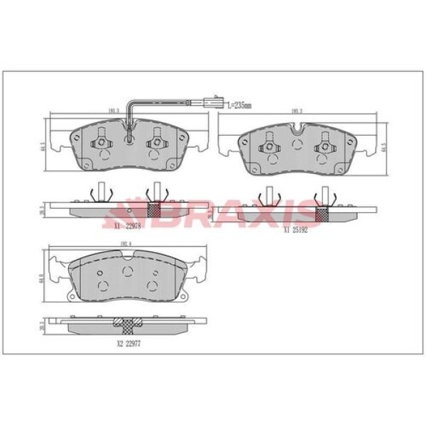 Braxis AA0717 Fren Balatası Ön Maserati Levante 3.0 D Q4 16- 673004427 