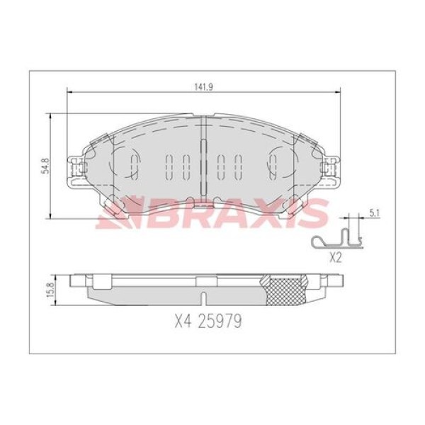 Braxis AA0735 Fren Balatası Ön Suzuki SX4 S-Cross 13-Vitara 15-SX4 S-Cross 2019- 5581061M00