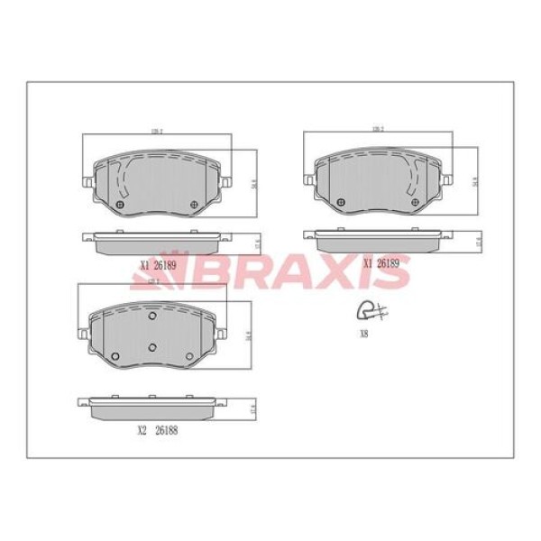 Braxis AA0787 Fren Balatası Ön Clio V 1.0 Sce 75 1.0 TCE 100 1.5 DCI 19-Micra V K14 1.0 18- D106000Q1J