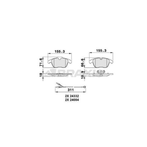 Braxis AB0071 Ön Fren Balatası Fişli C5 III 1.6 16V 1.8 16V 2.0 16V 1.6HDI 2.0HDI 02 08-P407 DW10Bted4 (2.0 16V) 4254.24