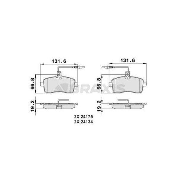 Braxis AB0089 Ön Fren Balatası P407 1.6HDI 110 Fap.1.8 2.0 2.0 HDI 135 Fap 04-Fişli 4254.22 